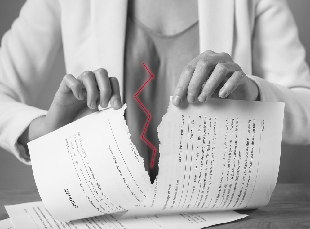 Torn,Document,In,Hands.,Breaking,Contract.,Sanctions,,Agreement,Conditions,And